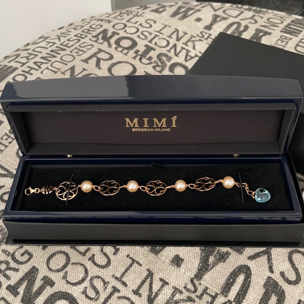 Mimi Milano 18K Rose Gold Blue Topaz Bracelet